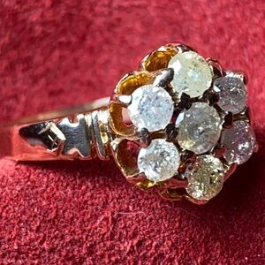 Edwardian Gold & Diamond Cluster Ring 9 Victorian